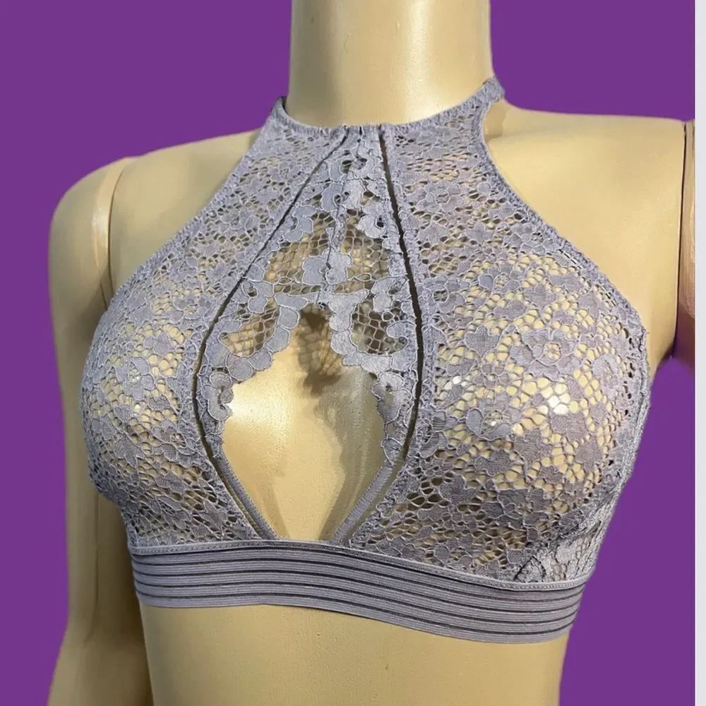 Victoria’s Secret Very Sexy High Neck Keyhole Bralette Gray